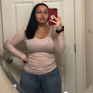 Bebe fringe long sleeve top